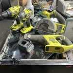 Ryobi Power Tool Set 18-VOLT Cordless W/ 2 Batteries, Charger Drill Impact Saws. Fixed Price $123.45.