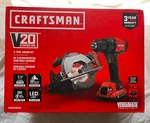Craftsman V20 Lithium-ion 20-VOLT 2-TOOL Combo Kit CMCK202C2 Batteries & Charger. Fixed Price $119.20.