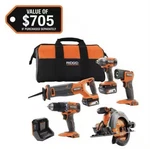 Ridgid 18V 5-TOOL Combo Kit R9652 Drill Saw Impact Batteries Charger. Fixed Price $374.99.