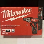 Milwaukee 2401-22 M12 12V Lithium-ion Cordless 1/4" Hex Screwdriver Kit. Fixed Price $79.99.