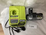 Ryobi One+ 18V Lithium-ion Battery 4AH Green Power Tool Charger Set. Fixed Price $89.00.