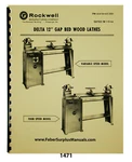 Rockwell Delta 12" Gap Bed Wood Lathes Older Instruction & Parts Manual #1471. Fixed Price $17.50.