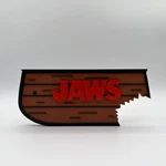 Jaws 3D Printed Logo Sign Red Brown Wood Style Movie Display Collectible Decor. Fixed Price $19.95.