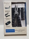 Protocol 22 Function Compact Folding Multi Tool W/ Screwdriver Set Case. Fixed Price $10.00.