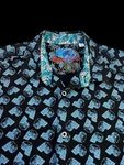 Robert Graham Shirt Mens Classic Fit Short Sleeve Skulls Print Black Navy Blue. Fixed Price $79.20.