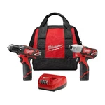Milwaukee M12 12V Cordless Drill Driver/impact 2-TOOL Combo Kit (2494-22). Fixed Price $139.00.