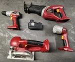 Chicago Electric 18V Cordless Power Tool Lot Drill, Saw, Recip Light, Bat. Fixed Price $46.55.
