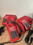 3 New/gently Used MILWAUKEEM12/18 Battery Chargers. Fixed Price $59.99.