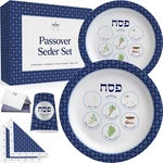 Passover Paper Goods Seder Plate Design Party Set - 9" And 7" Traditional Blue. Fixed Price $35.49.