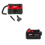 Milwaukee 0880-20 Wet/dry Vacuum + 48-11-1850 M18 XC5.0 Battery Pack. Fixed Price $164.25.