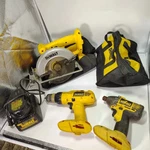 Dewalt 18V Cordless 3 Tool Combo Kit Drill, Saw, Impact Driver, Battery & Bags. Fixed Price $74.95.