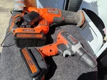 Black+decker 20V Lithium-ion Tool Set Drill Saw Inflator Batteries Charger. Fixed Price $75.00.