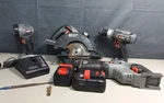 Porter-cable 18 Volt Cordless 4 Tool Combo Set W/ 2 Batteries And Charger. Fixed Price $120.00.