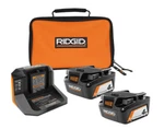 Ridgid Starter Kit 18-VOLT Lithium-ion 2X 4.0 Ah Batteries W/ Charger & Bag. Fixed Price $99.99.
