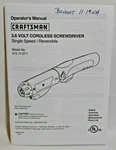 Craftsman 3.6 Volt Cordless Screwdriver Owners Manual Model No. 315.111371. Fixed Price $11.99.