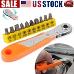 Ratcheting Right Angle Screwdriver Hex 90 Degree Offset + 10PC Bits Set!. Fixed Price $5.58.
