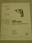 Sears Craftsman Cordless Screwdriver Owner's Manual, Model 135.112000. Fixed Price $13.99.