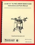 Rockwell-delta 10" Tilting Arbor Table Saw 34-400 Owners Parts Manual 1081. Fixed Price $17.50.