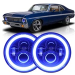Fit Chevy Ii/nova 1969-1979 Pair 7" Inch Led Headlights High-low Blue Halo Beam. Fixed Price $46.98.